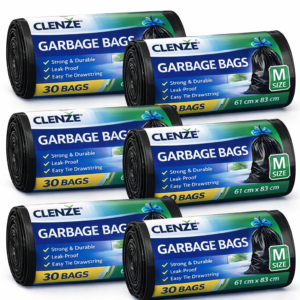 Clenze Garbage Bags | Medium | 180 Count | 30 Bags X 6 Rolls