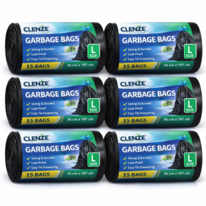 Clenze Garbage Bags | Large | 90 Count | 15 Bags X 6 Rolls
