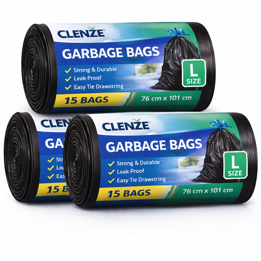 Clenze Garbage Bags | Large | 45 Count | 15 Bags X 3 Rolls
